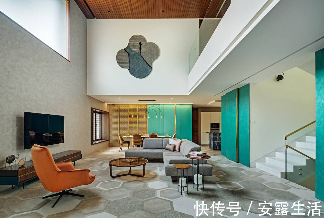 极简|印度富人区的510㎡自建豪宅,悬空花园,天井泳池,很有特色