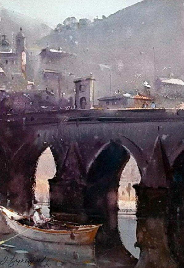 水彩画!水染的建筑与街道,塞尔维亚水彩画大师Dusan Djukaric作品(一)