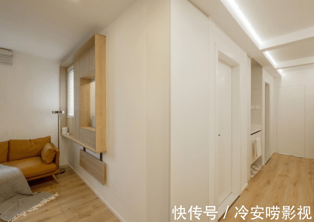 主卧|50㎡一字户型,逆袭两居室,独立厨房+办公区+浴缸全都有,真赞!