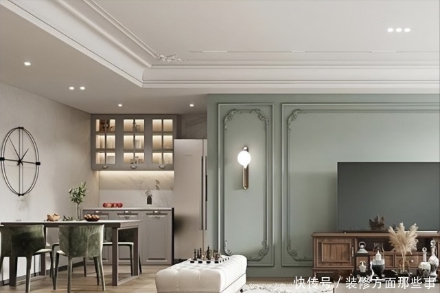 欧式|125平现代风三居室,欧式电视墙和草绿色碰撞出不一样的火花