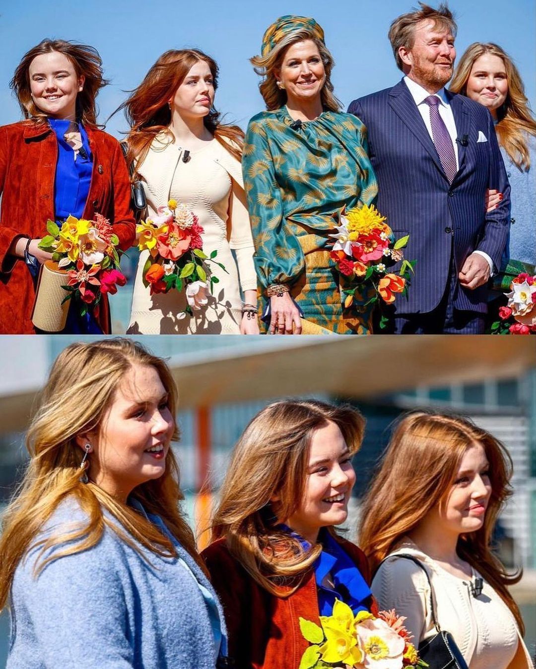 荷兰王室齐聚,一家五口颜值似复刻,200斤大公主穿阔腿裤太笨重