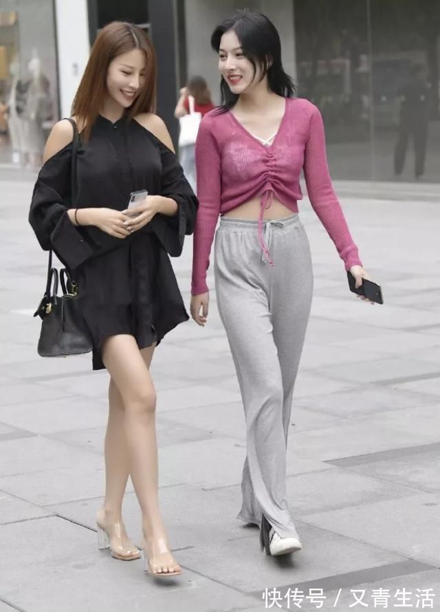 休闲裤|时尚露腰上衣，搭配宽松款款休闲裤，打造都市女人美感