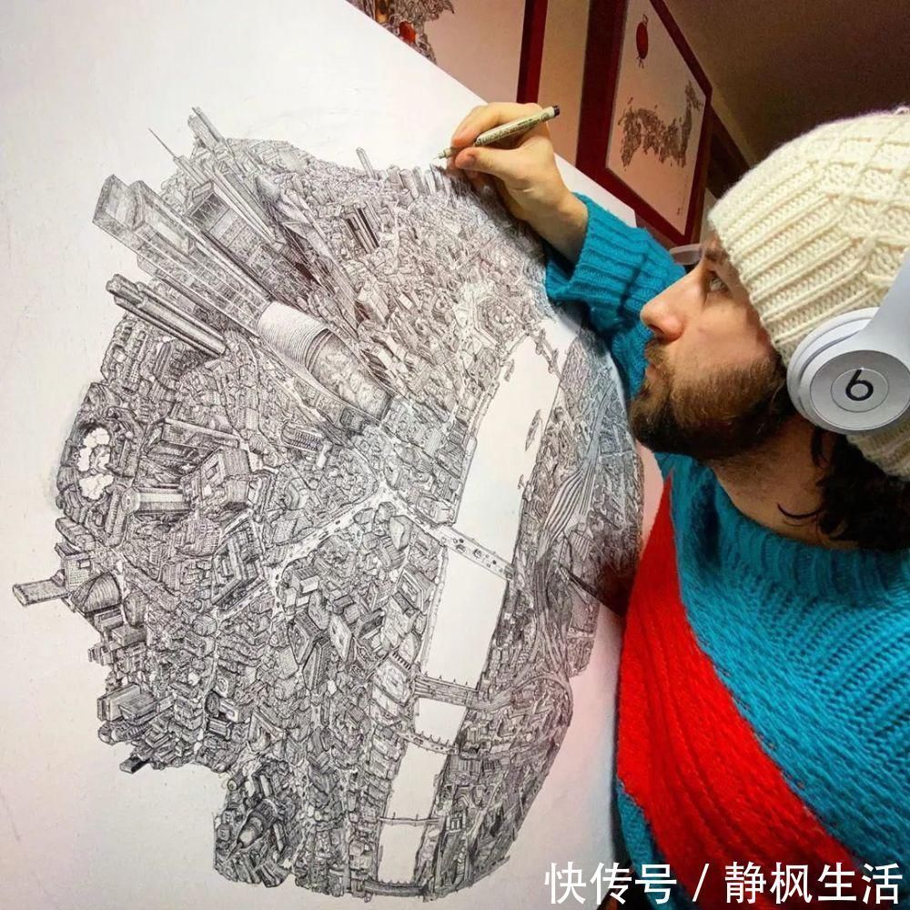 中国文化$英国小伙用针管笔画出了最美中国地图,独一无二的中国风