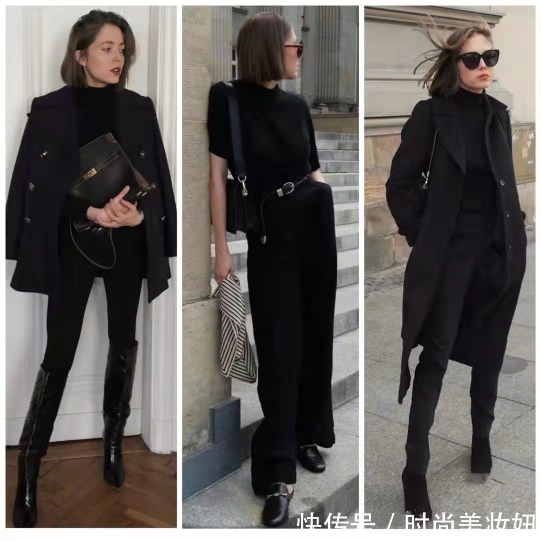 街拍|全黑穿搭永不过时,4种搭配打造高级范,时髦与气质并存