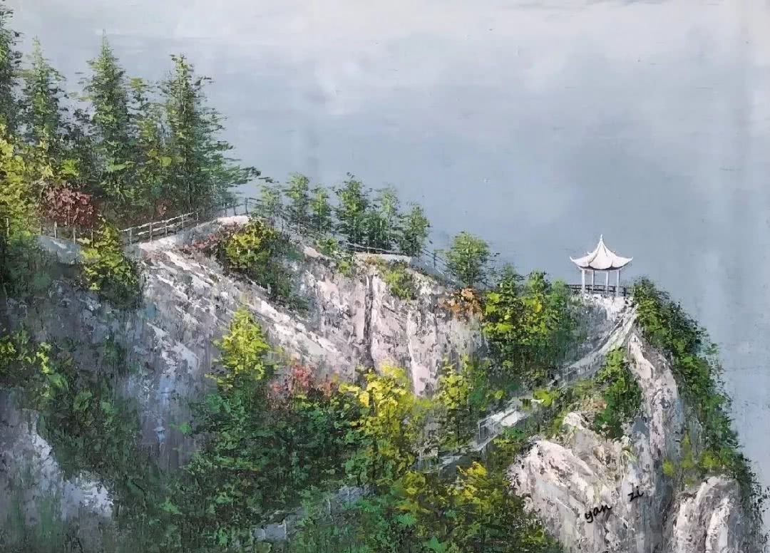 晏子油画《中国秦岭十大景》写生