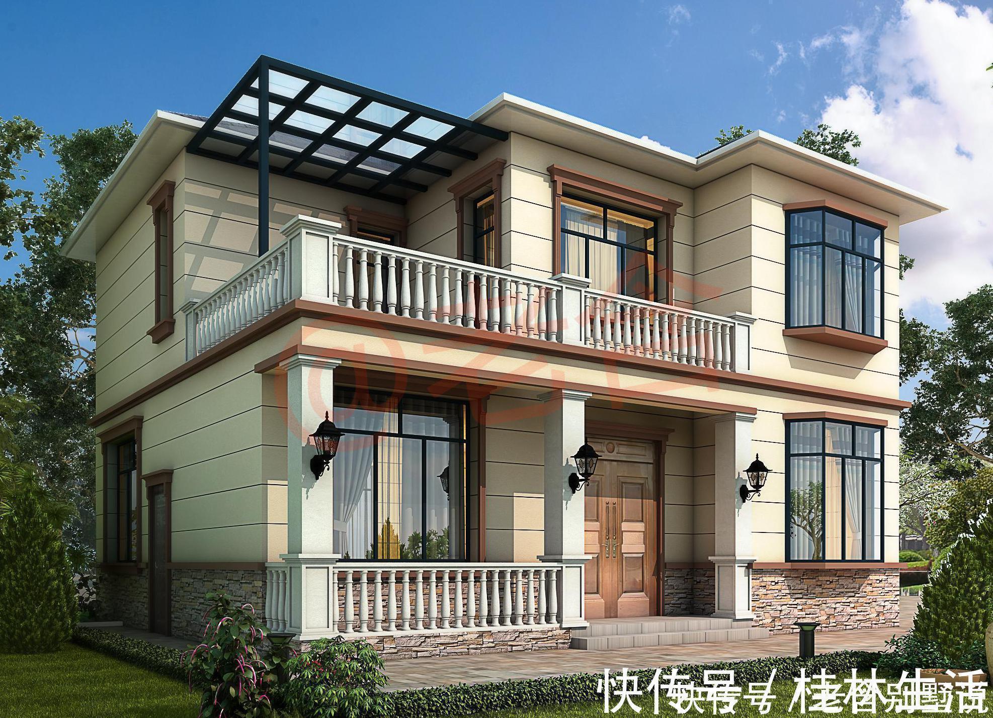 布局|1210米现代风农村二层别墅图纸,室内布局实用,外形美观!