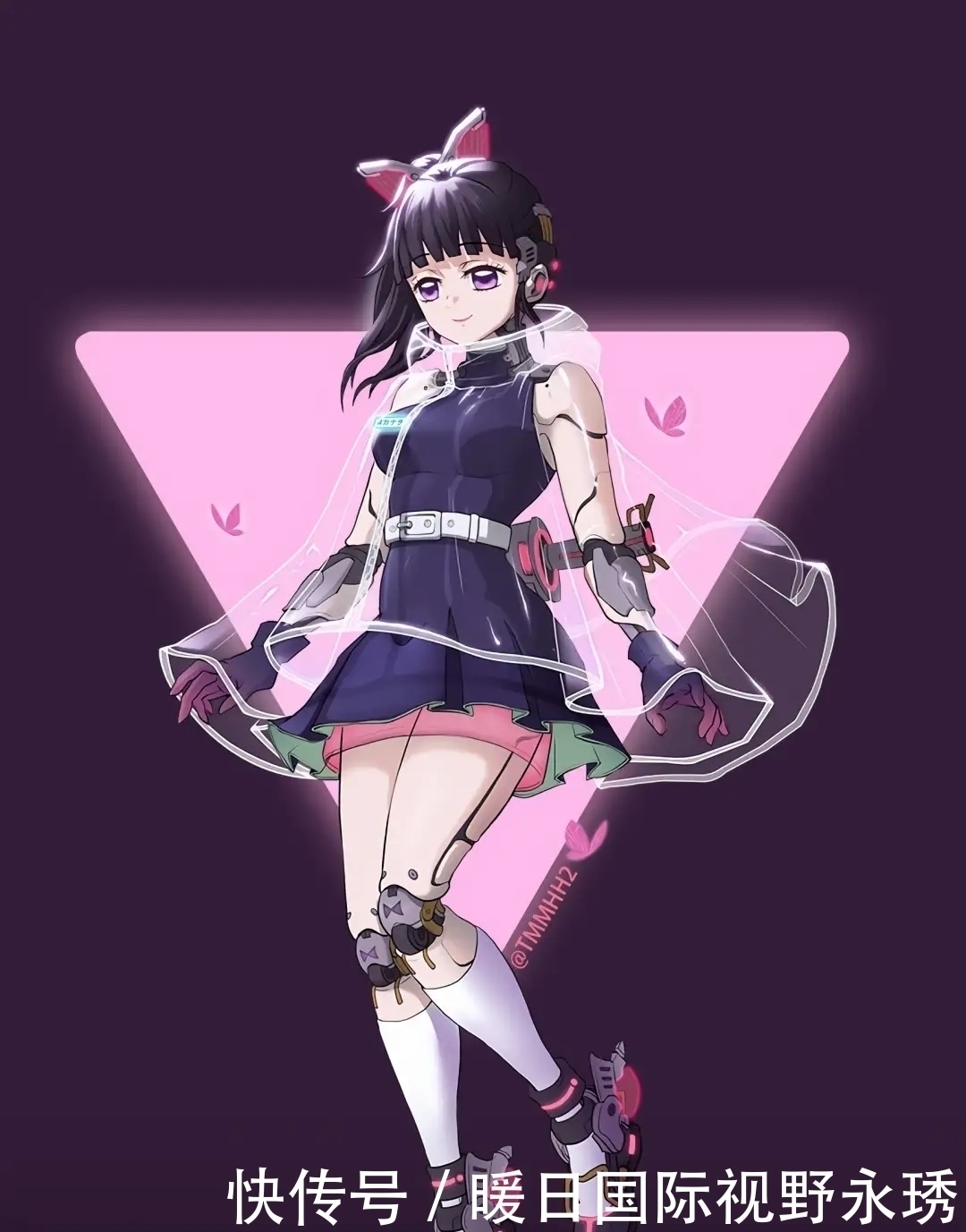 赛博朋克风|鬼灭之刃+赛博朋克风,祢豆子戴上防毒面具,恋柱身材不能发原图