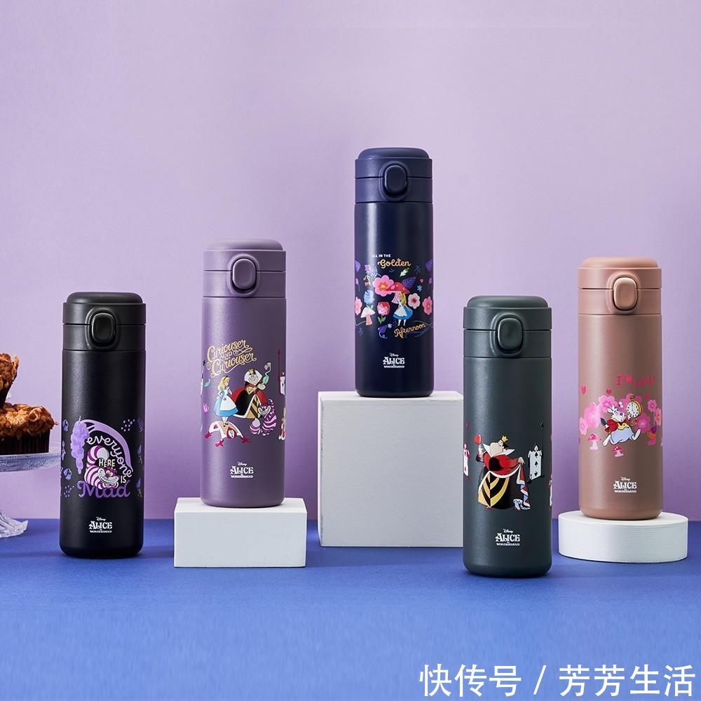 爱丽丝梦游仙境 迪士尼保温杯陪你过寒冬!米奇米妮姿势俏皮爱丽丝5款图案想全包