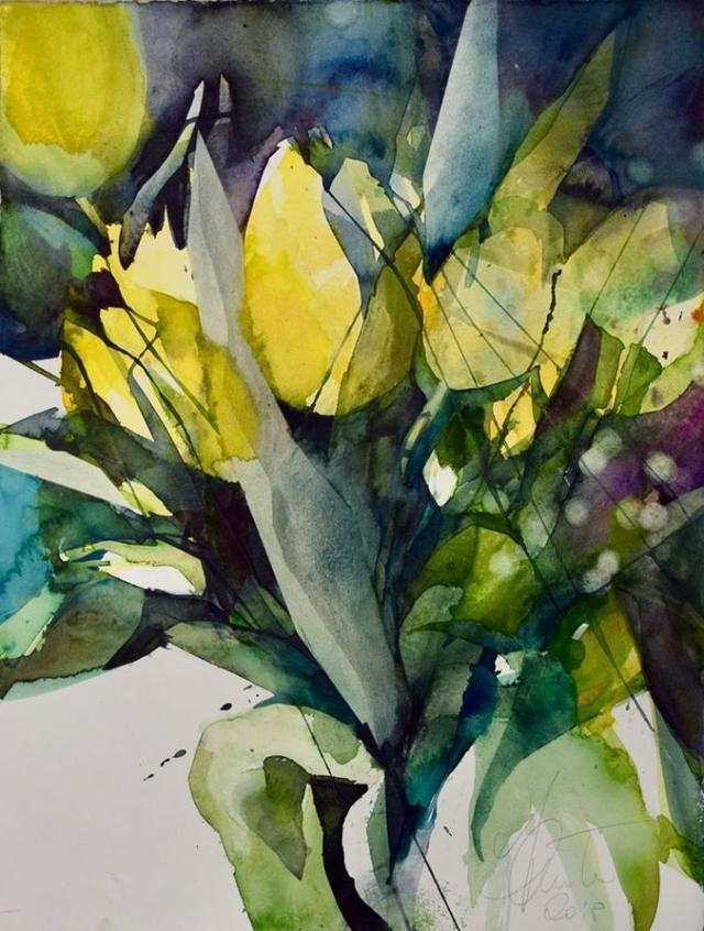 Elke&水彩画家Elke笔下的花花世界浓墨重彩之中隐去了繁花的具象(一)