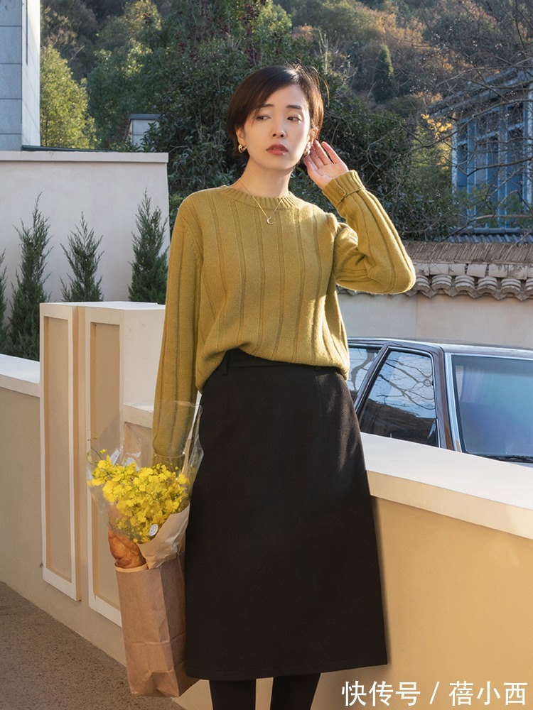 半身裙|新年不要穿得太老气,学博主这样穿针织衫,打造时尚高级感!