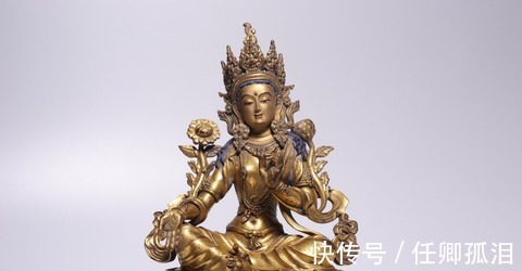 铜鎏金&清代,铜鎏金绿度母坐像