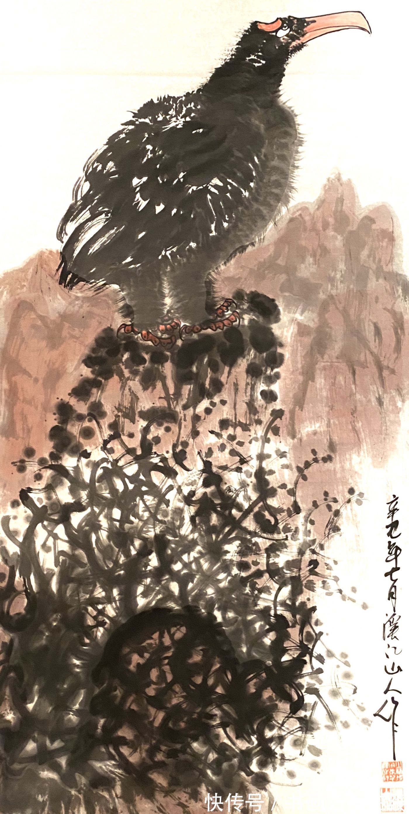 爱德华|笔下雄鹰俊,翼展能冲天——国画家、画鹰大家、指墨画艺术大师朱祖国