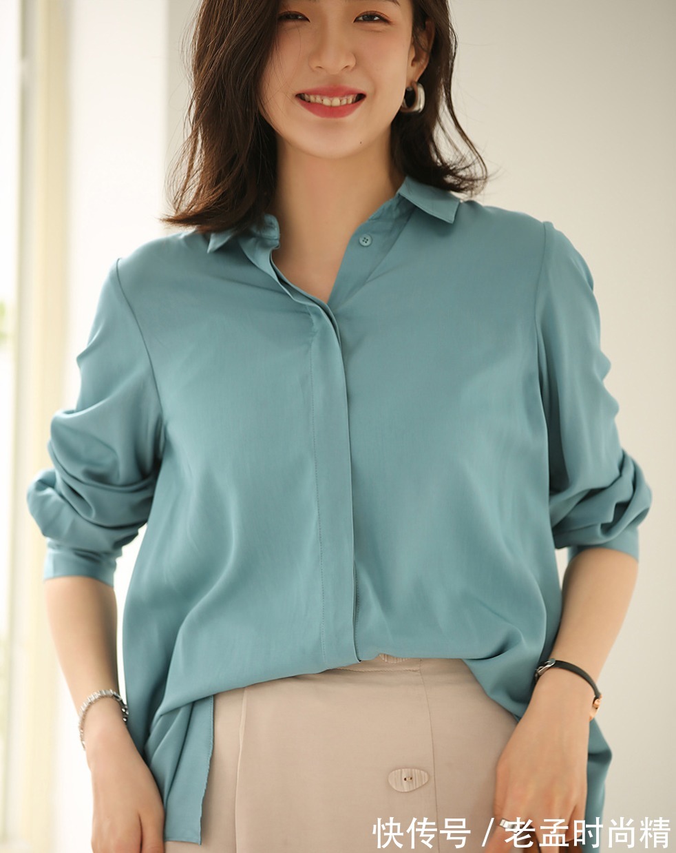 下摆|富有设计感的衬衫,前短后长不规则下摆显层次感