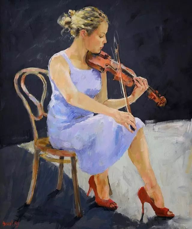 画家#英国画家穆里尔笔下的舞女,身体张力的展现,舒展的弧度太美