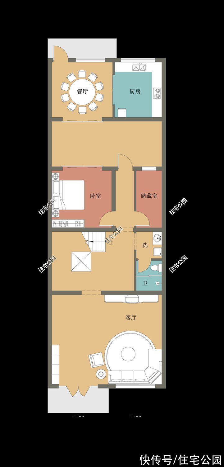 户型|7米面宽也能建中式，这个户型太赞了，阳光房配电梯超有面子