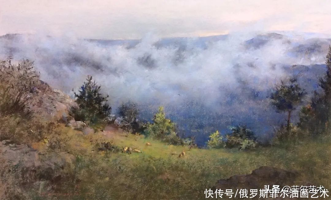 伊朗画家贾瓦德·索莱曼普尔的色粉画，美得格外有灵气