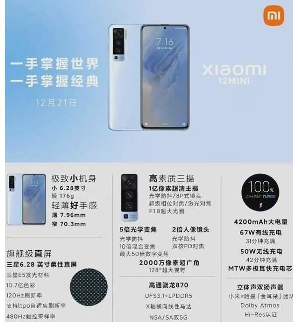电池容量|100万违约金警告！小米12mini参数曝光，你理想中小屏旗舰吗？