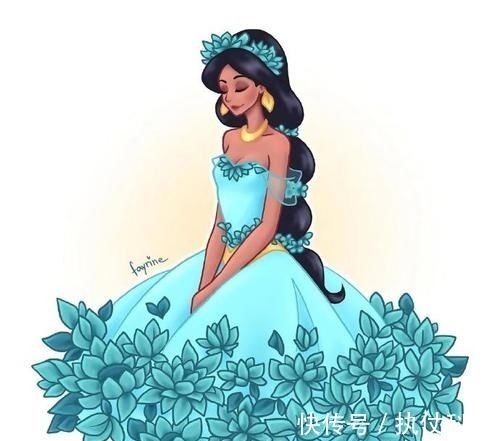 公主裙|穿鮮花裙的迪士尼公主,茉莉公主溫柔唯美,艾莎女王仙氣滿滿