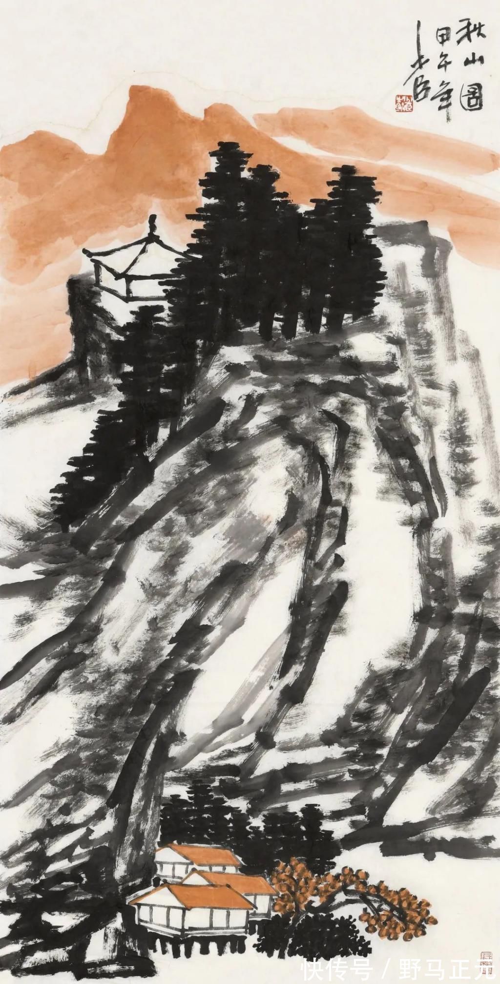 绘画作品$他的绘画用重墨、浓墨,焦墨,干墨叠加在一起黑得发亮黑得有层次