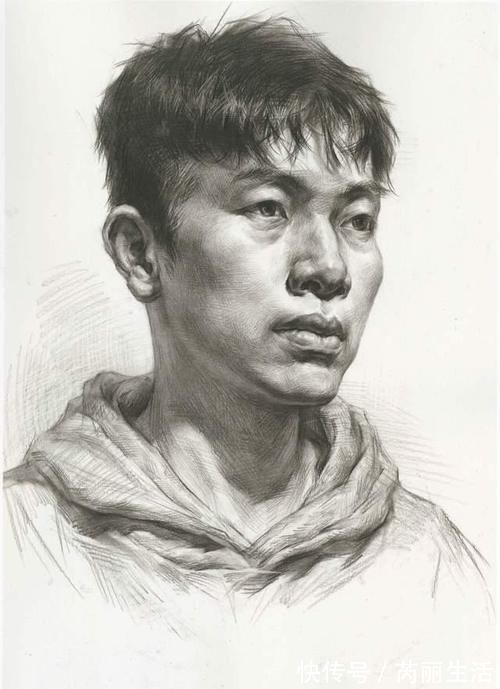 校考!图南画室丨男青年正面素描头像教学讲解丨联考校考素描头像高分卷
