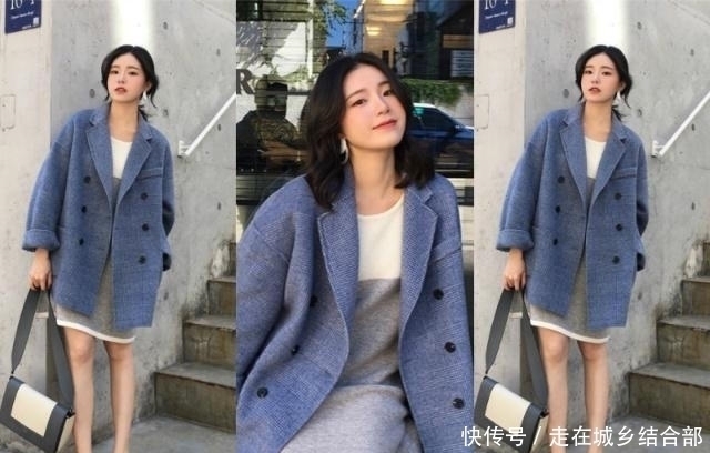 显白|雾霾蓝大衣今年很流行,穿上身它很时髦又显白!
