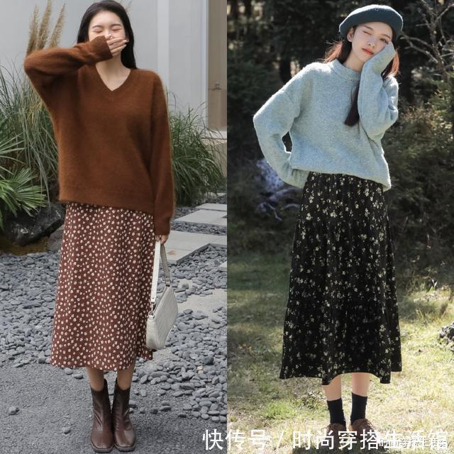 半裙|毛衣下面尽量少穿裤子,今年春节流行这样穿,简约大方又气质,美