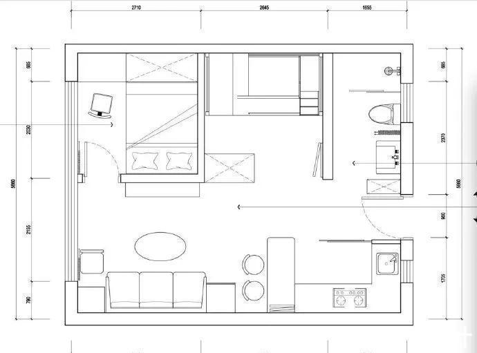通透|48平米超小户型，既有两居室，还通透不拥挤，厨房设计更是亮眼