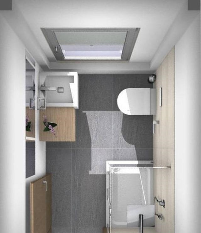 收纳|马桶不靠墙，直接和淋浴房隔断合并，上方装个置物架还能用来收纳！