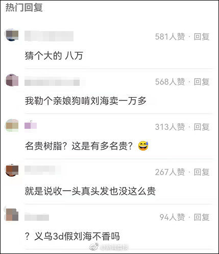 树脂 一片假刘海卖13500元引热议！网友：顿时感觉不缺头发了