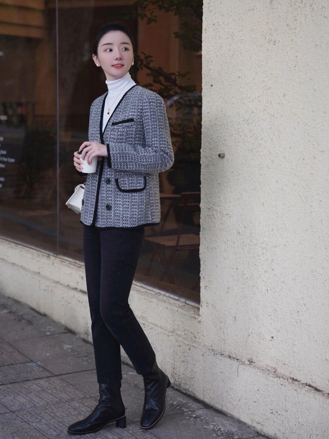 高级感 春天不知道怎么穿?小香风外套这样搭,普通人也能美出明星范