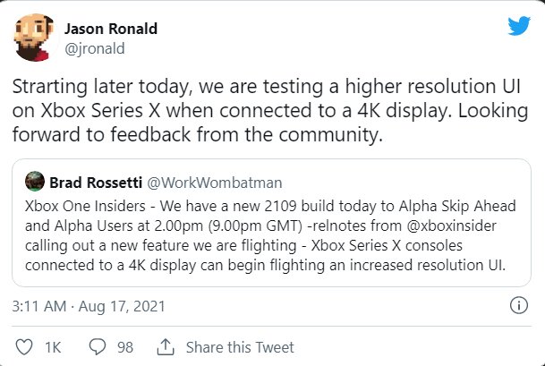 ui|更清晰，微软 Xbox Series X 开始测试 4K 界面 UI