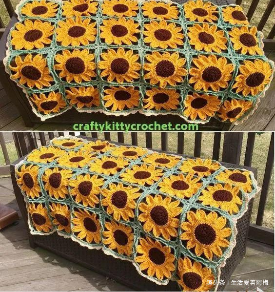 毛线钩针编织向日葵合集，DIY手工编织附图解教程