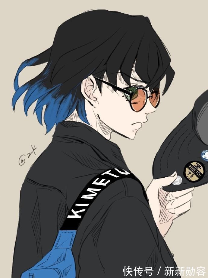 少年感|当《鬼灭之刃》角色戴眼镜,伊之助少年感满满,无惨变得斯文帅气