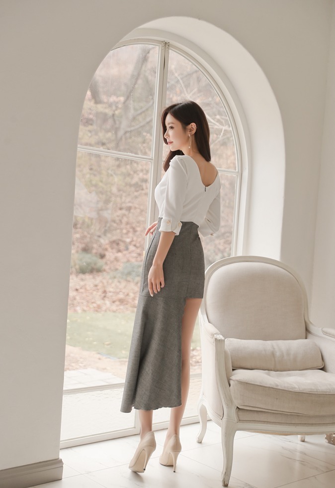 蕉叶|孙允珠:蕉叶翩跹香薰玉兰不对称长裙