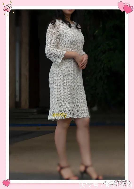 cm|一款从上往下钩简单“扇子花”简单A版小白裙教程,时尚美丽!