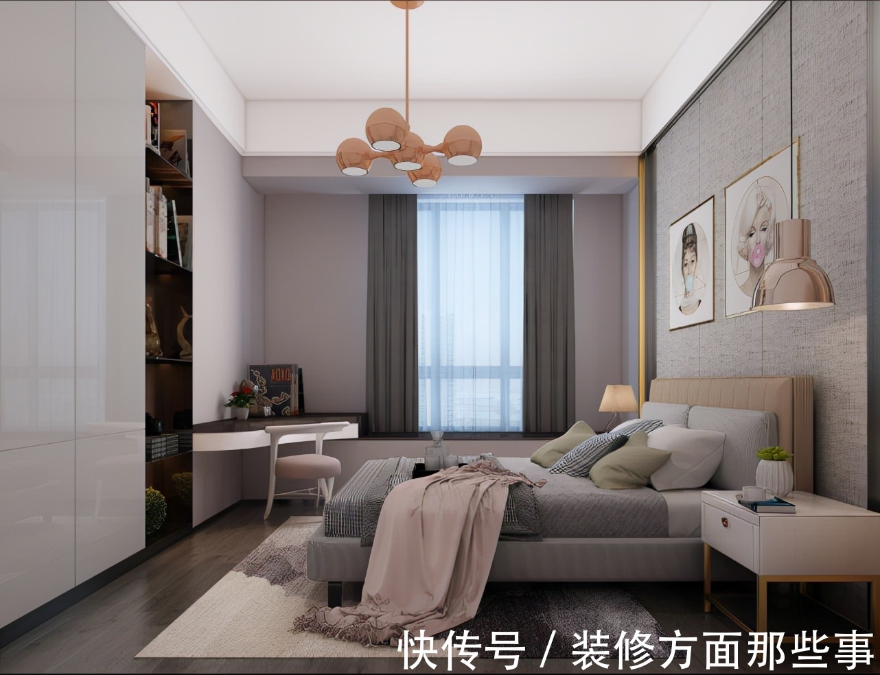 壁龛|200平现代风四居室,三层叠级的方式背景墙+内置壁龛很别致