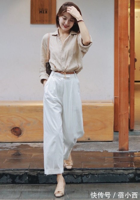 阔腿裤|小个子女生入秋搭配秘诀:颜色+版型,来学这位博主的私服造型