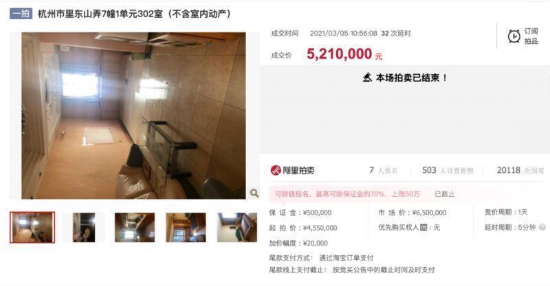 房源|调控大招显威力！杭州一法拍房“7折”成交少卖129万元