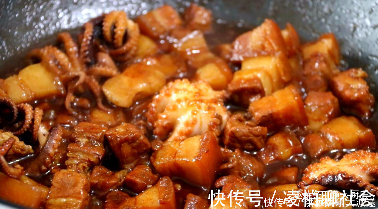 八爪鱼|不用焯水,不用炒糖色,用八爪鱼炖出来的红烧肉,肉香四溢