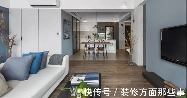 电视柜|93平现代简约风客厅和阳台采用玻璃门,隔开浪漫伴随每个日夜