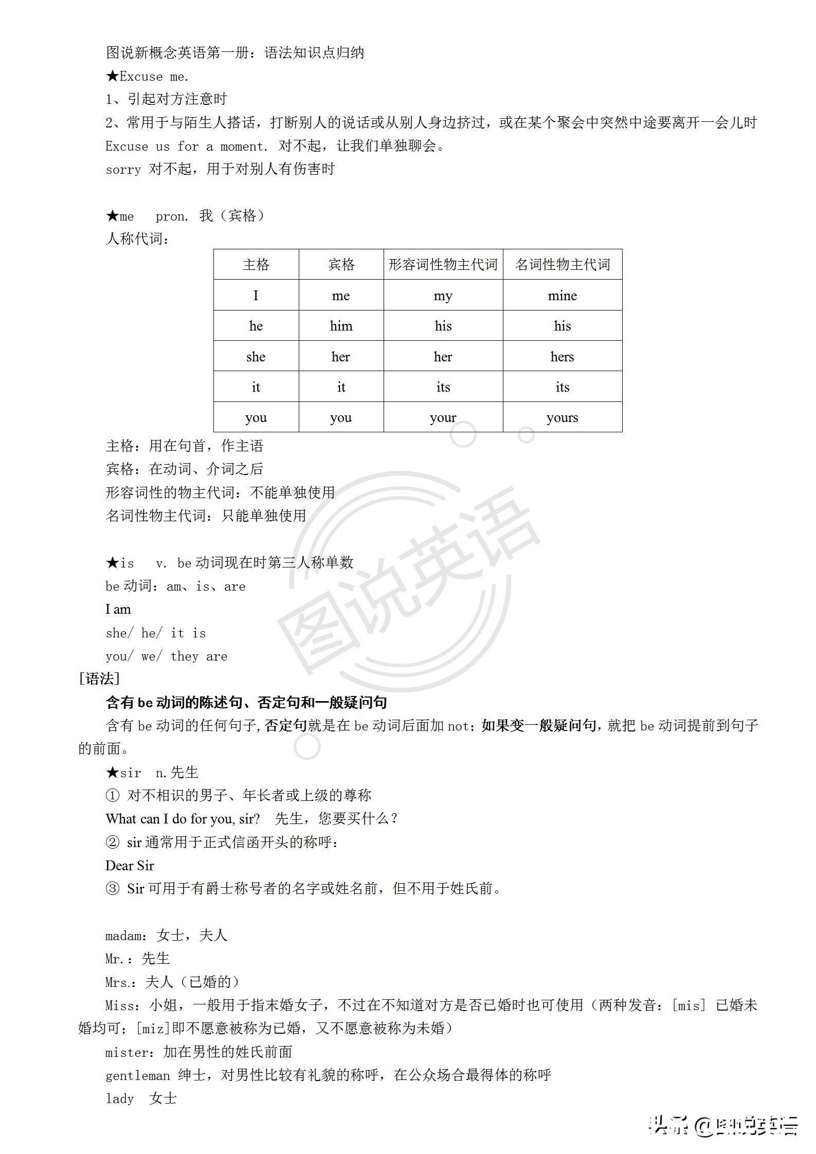 图说英语：新概念英语第一册语法汇总，多看多积累