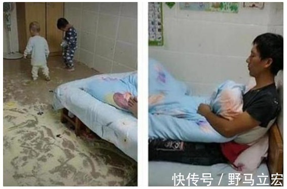 孩子|“最无奈老爸”火了,面对玩奶粉的两儿子闭目养神,网友:有矿啊