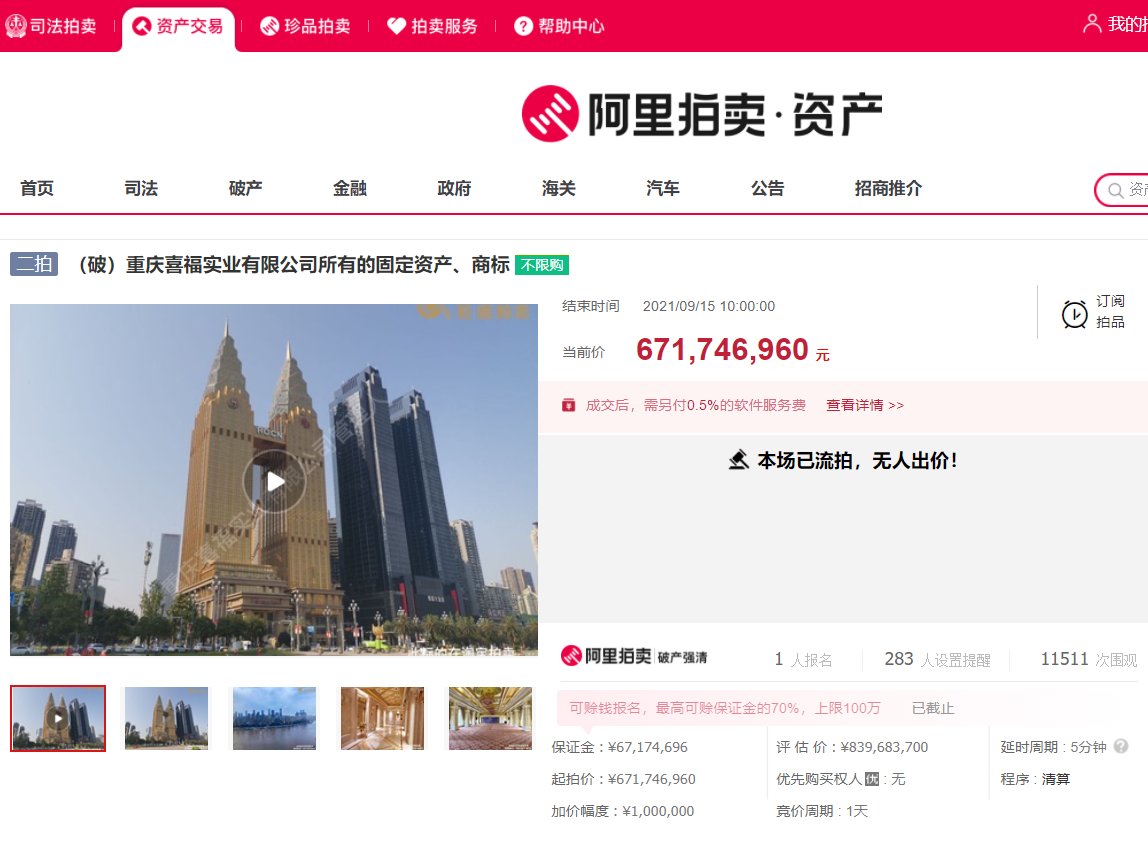 土豪金|快讯：重庆喜来登酒店二拍流拍 仅1人报名，未出价