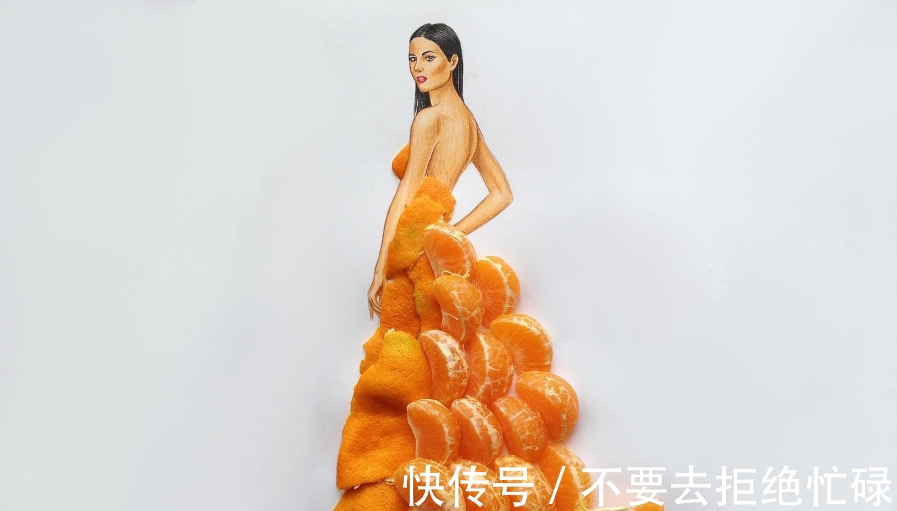 shamekh#这个插画师有点“懒”,他画画只画一半,其余都是用水果来替代