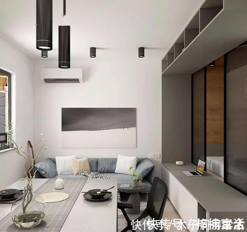 彩虹玻璃|女孩的40㎡小家:玄关布置衣帽间,岛台连接餐桌,一人住真惬意!