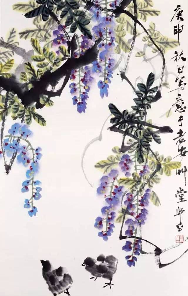 娄师白 笔下的紫藤，美极了