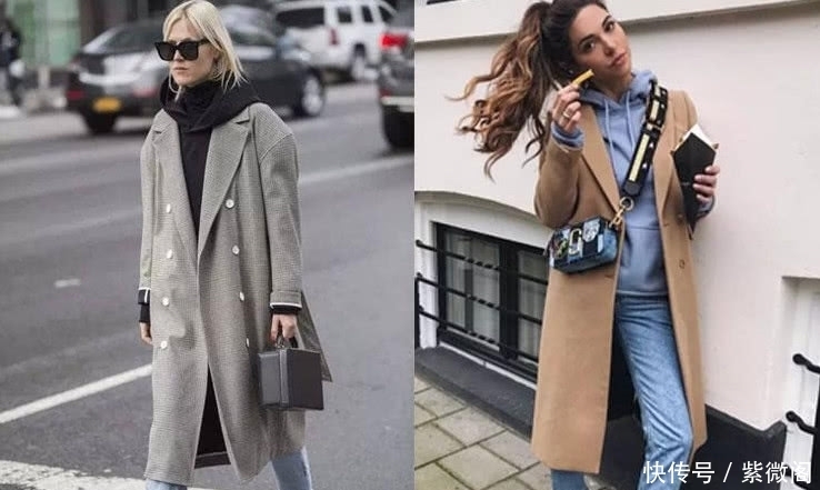 年轻|30女人穿大衣别总是搭配毛衣,试试搭连帽卫衣,不止年轻10岁