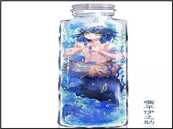 画师|鬼灭之刃:把鬼杀队关进瓶子里,炭治郎温柔,义勇和锖兔太萌
