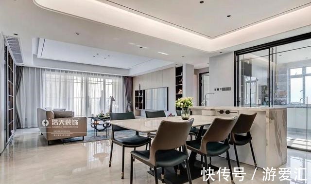 餐厅|175㎡三居室现代轻奢实景,感受去繁化简之美!