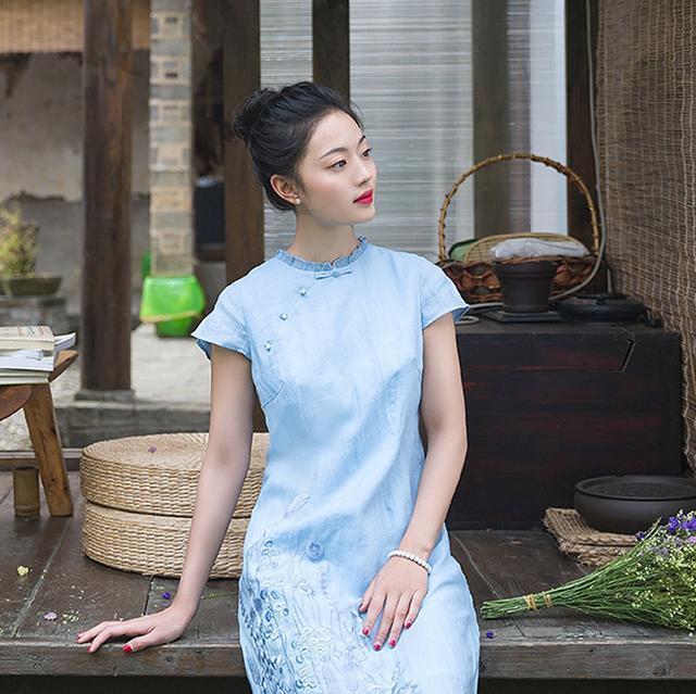 棉麻|东方古韵的改良旗袍裙,轻松秀出玲珑曲线之美,让人着迷